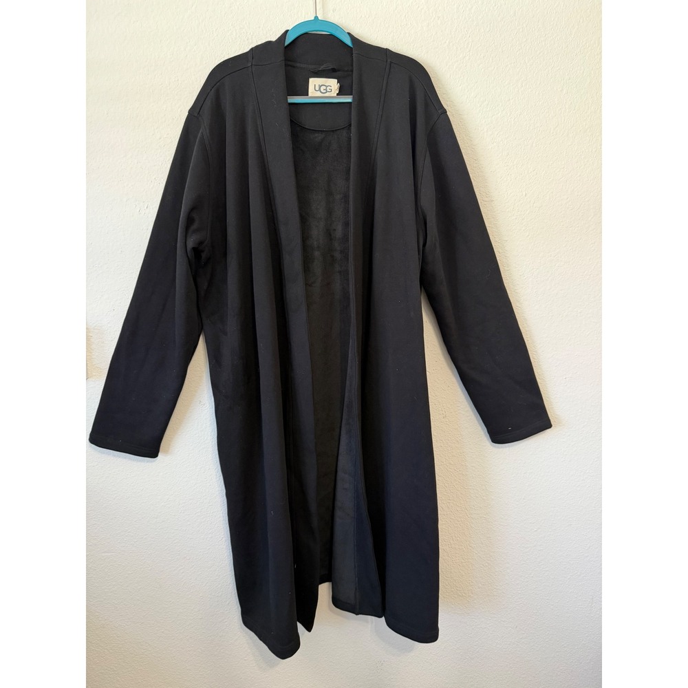 UGG Men's Robe L/XL Black Plush Fleece Thick Warm Cozy Lounge Bathrobe‎ No Belt
